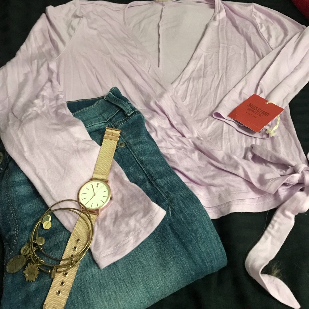 Lilac cropped wrap top